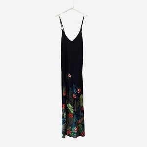 Old Navy Black Maxi Dress with Floral Design